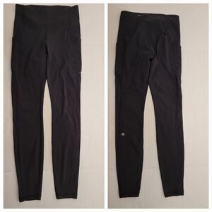 Lululemon 4 Tight 28" Speed Up Side Pockets Luxtreme W5AWBS Black Reflective